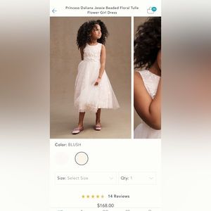 Anthropologie BHLDN Princess Daliana Flower Girl Dress Size 6 Blush Color
